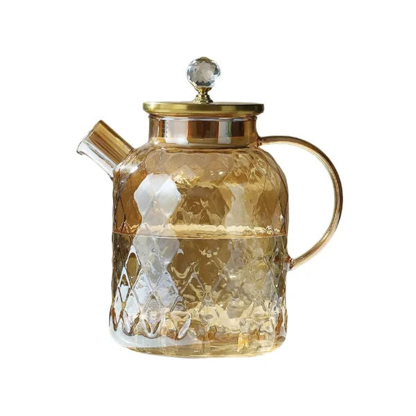 Crystal Print Kettle with Wooden Lid  - Gold